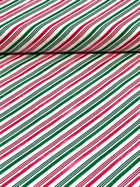 Metallic Flakes and Stripes Christmas Cotton Fabric 